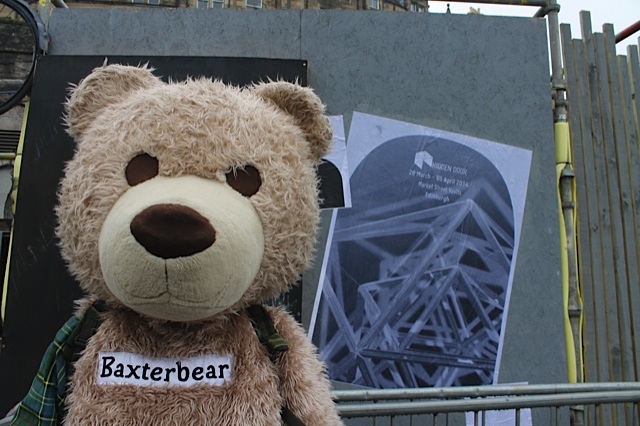 Baxterbear outside Hidden Door Festival