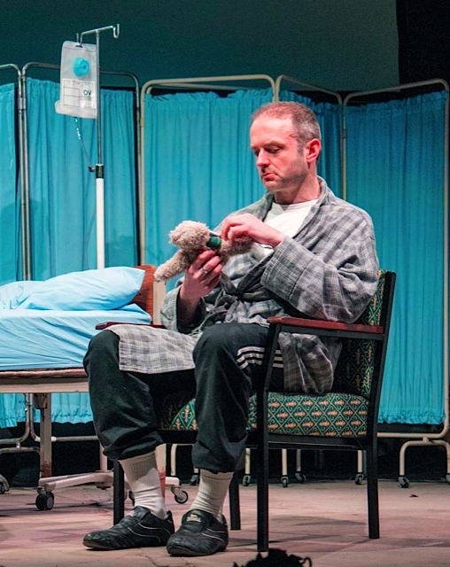 Scott Goodman the Soldier in Hospital played by Mark Kydd with Baxterbear