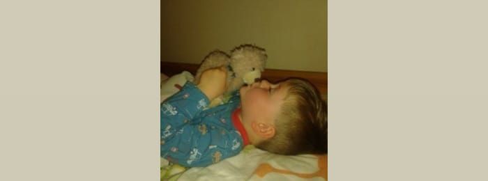 Baxterbear and one little Soldier in bed
